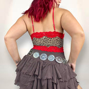 Y2K Mesh Leopard Lace Trim Cami (S/M)