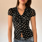 2000s Mesh Polka Dot Blouse (XS)