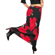 Vintage Chiffon Rose Maxi Skirt (L)