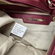 Woven Detail Burgundy Genuine Leather Bag