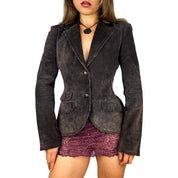 2000s Cocoa Brown Suede Leather Blazer (S)