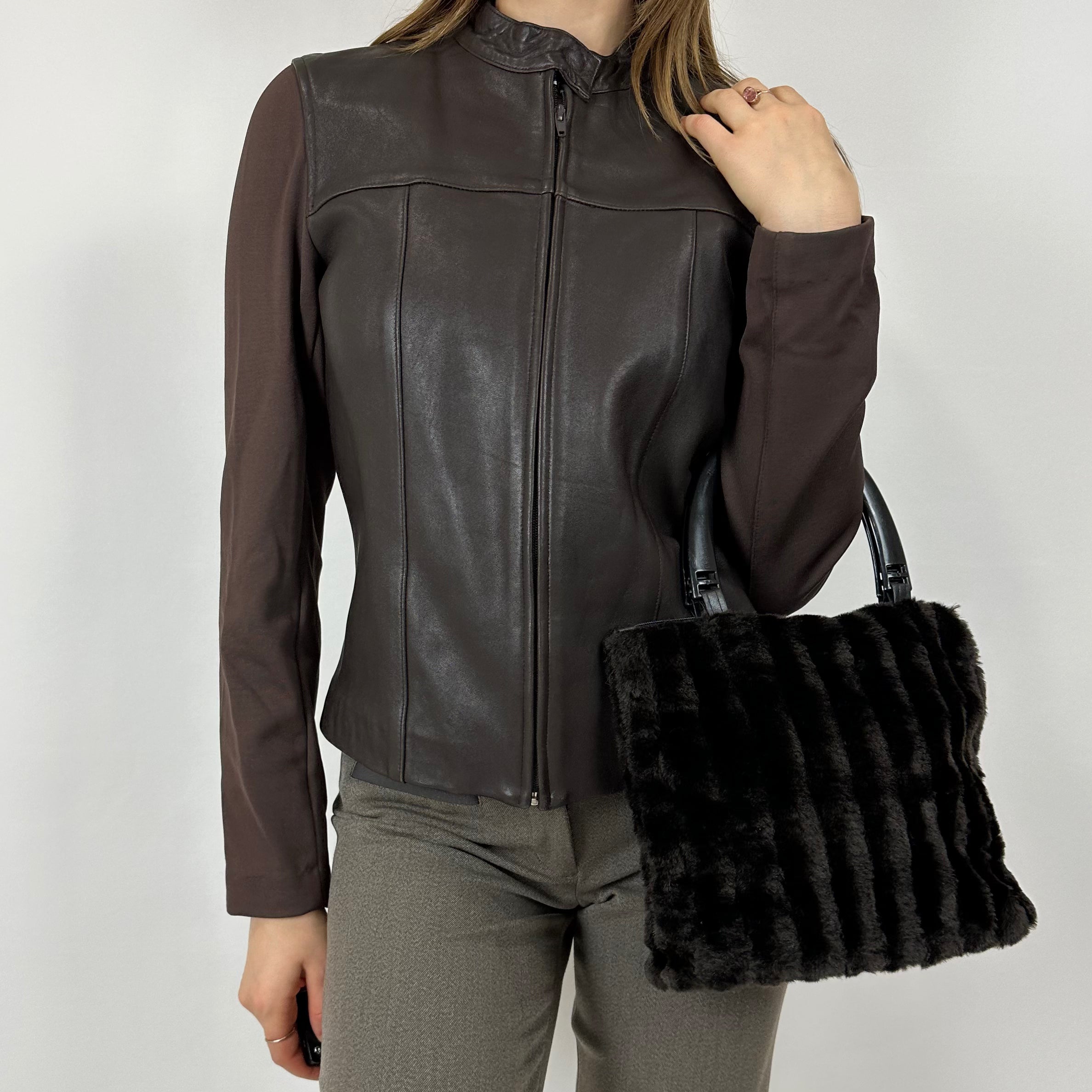 90s Brown Leather Jacket (S/M)