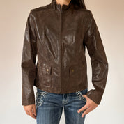 2000s Snake-print Leather Jacket (M)