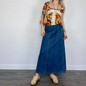 Vintage Denim Maxi Skirt (S)