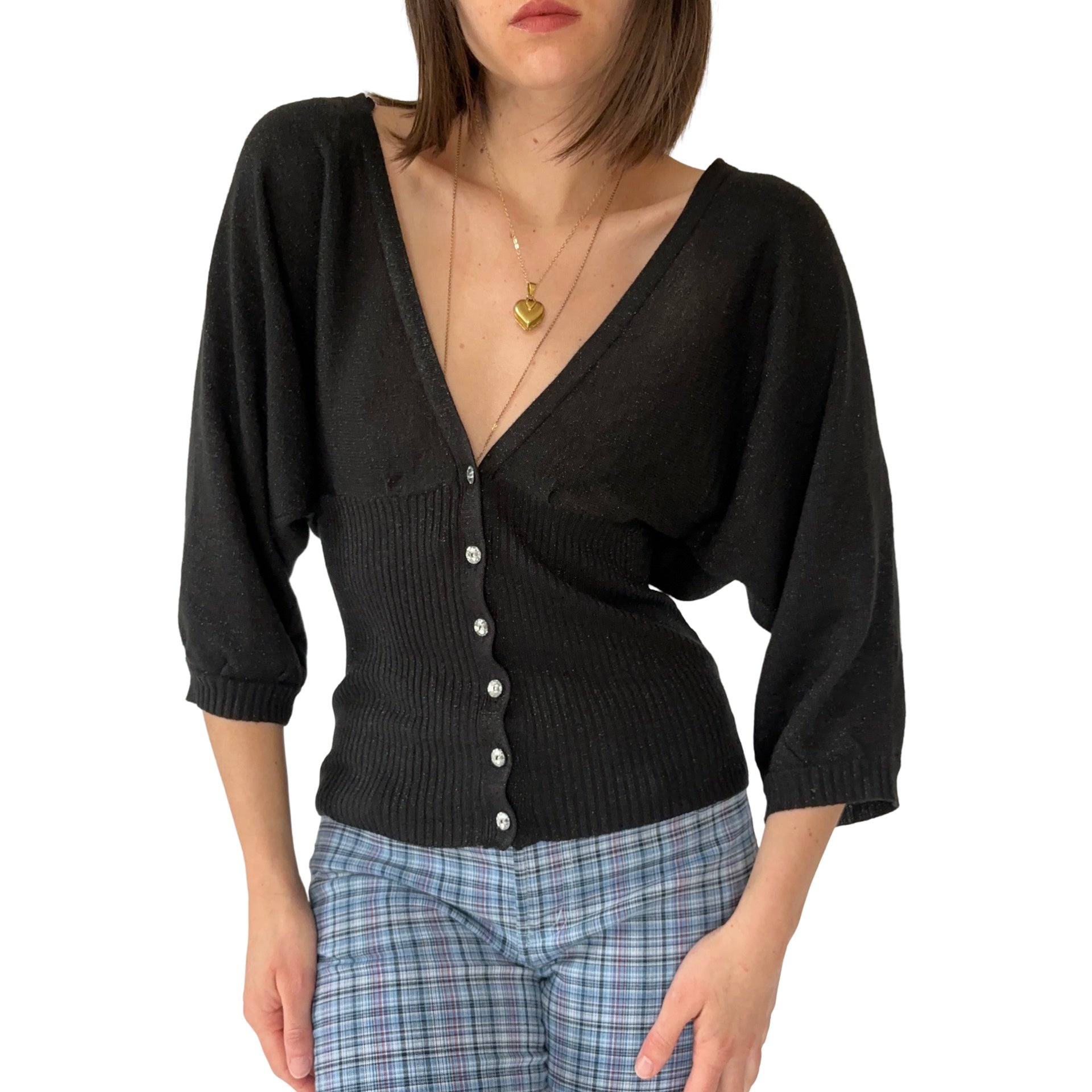 Y2K Glitter Knit Top (M)