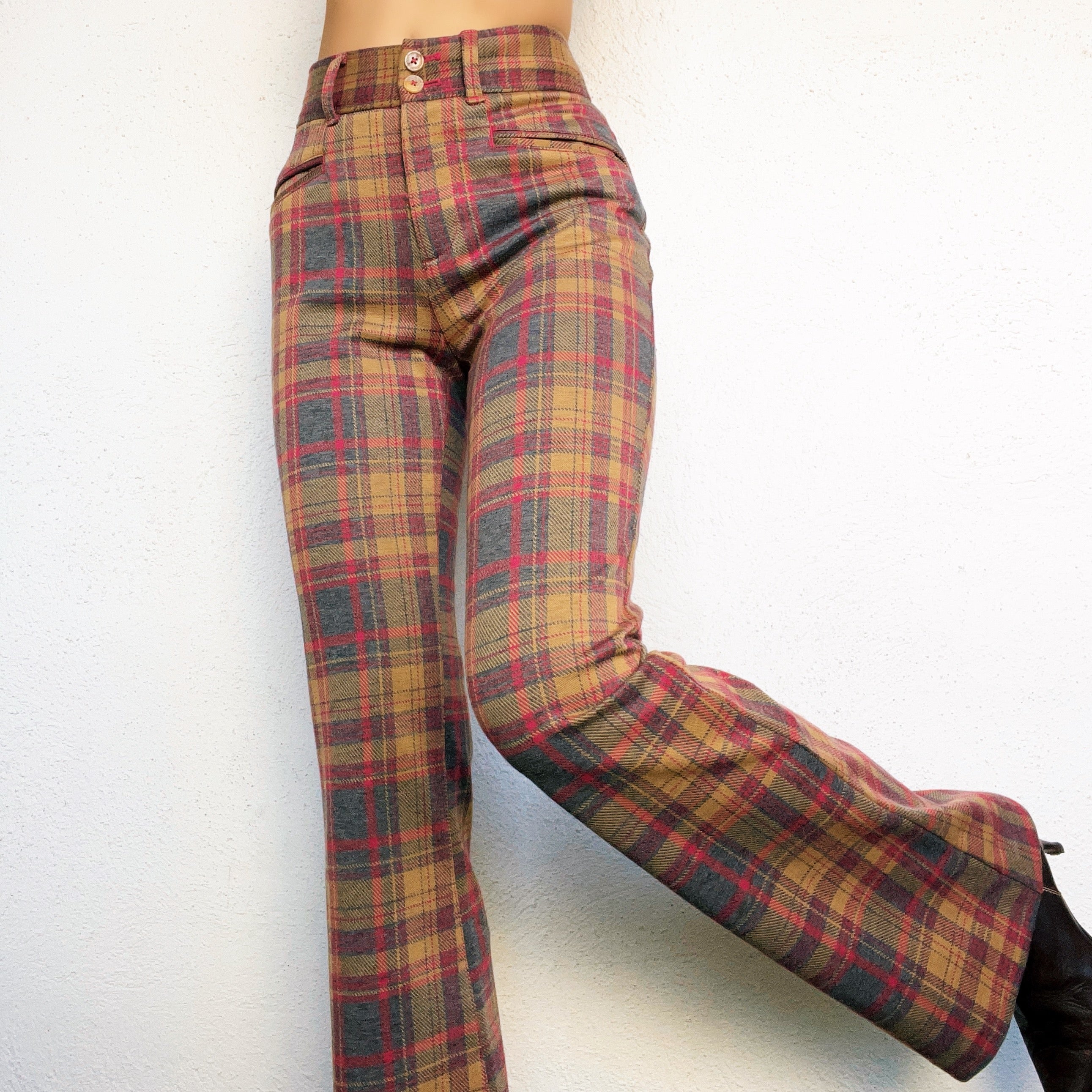 Plaid Flare Trousers - XS/S