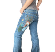 2000s True Religion Lady Godiva Embroidered Low-Rise Denim