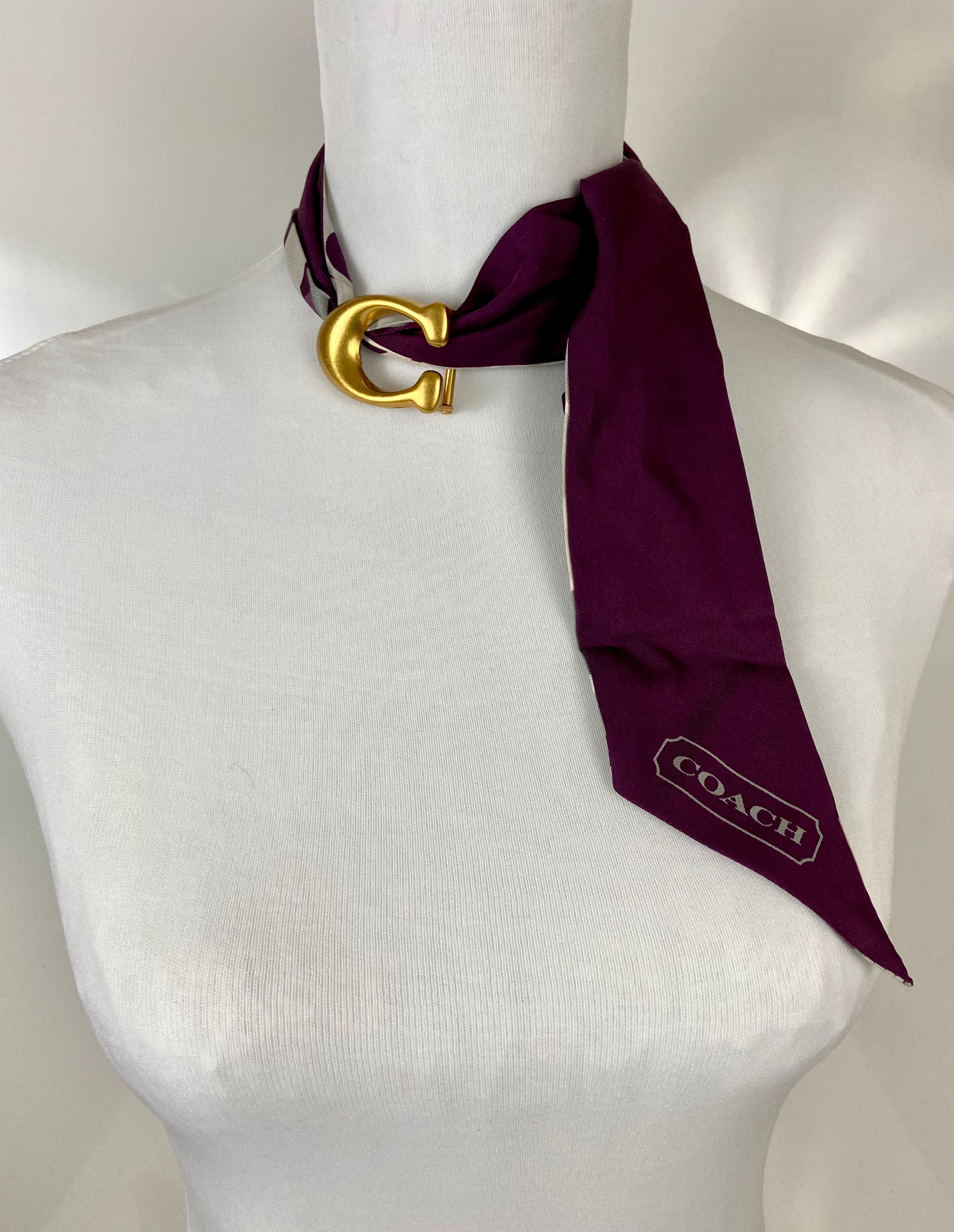Reworked skinny scarf coach signature & metal C letter