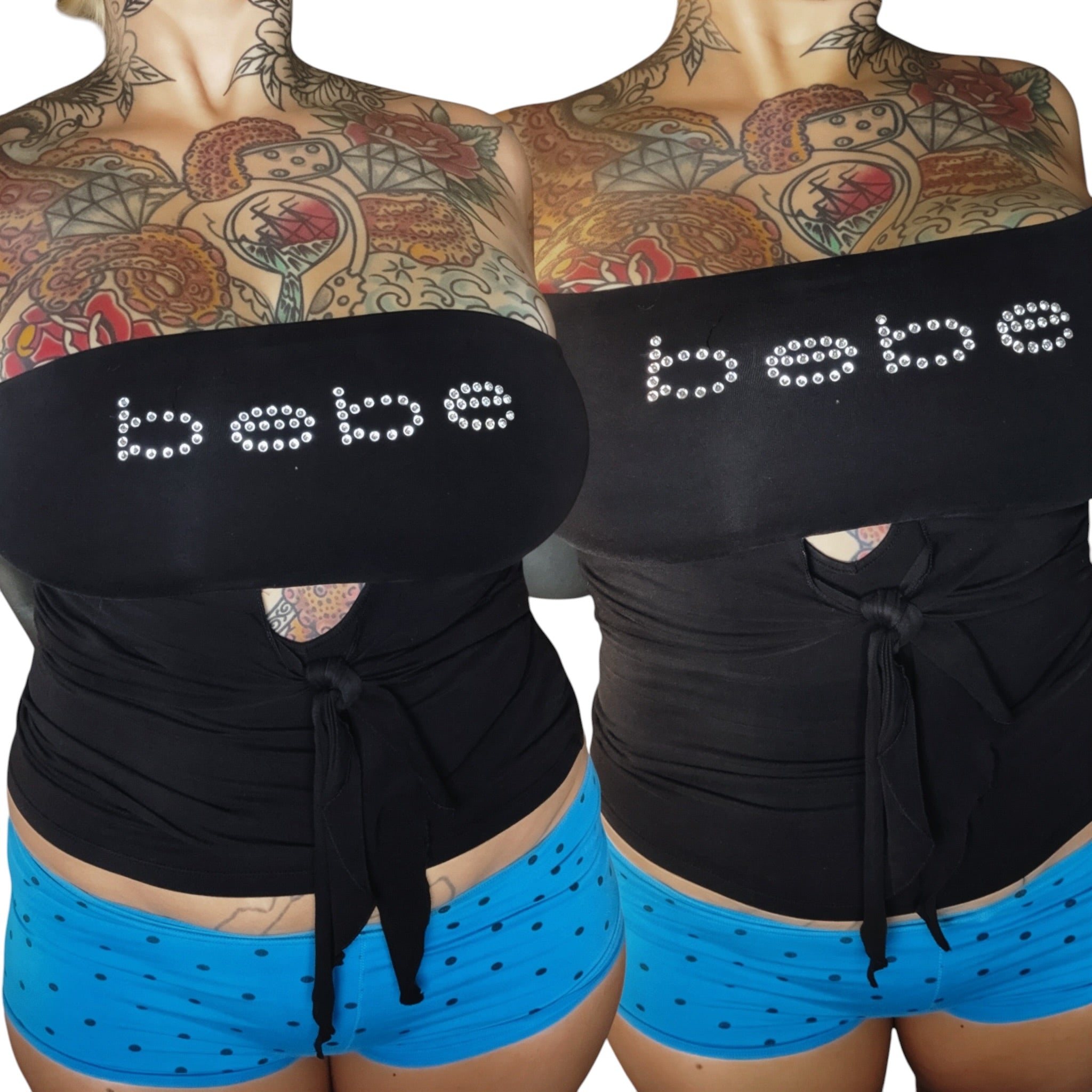 Y2K Bebe rhinestone cut out tube top (M)