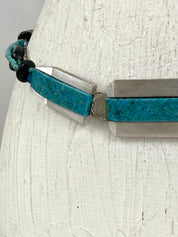 BLUE AND SILVER PLATE CHUNKY TURQUOISE COLOR