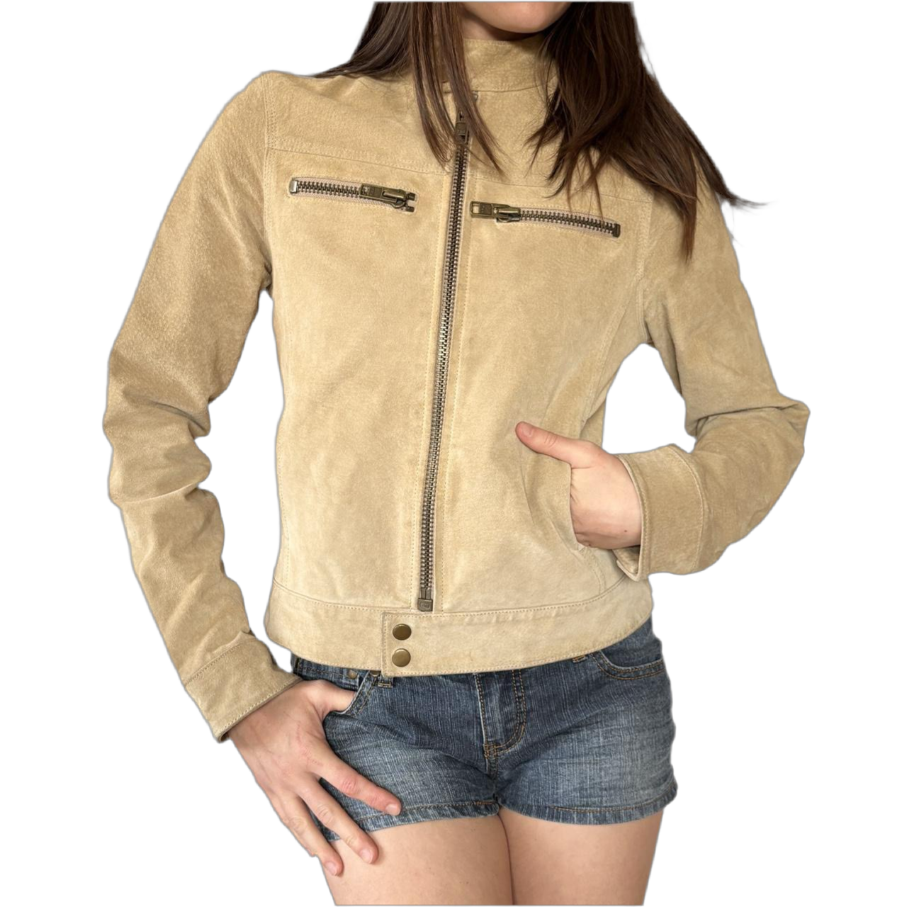 Y2K Suede Moto Jacket (XS/S)