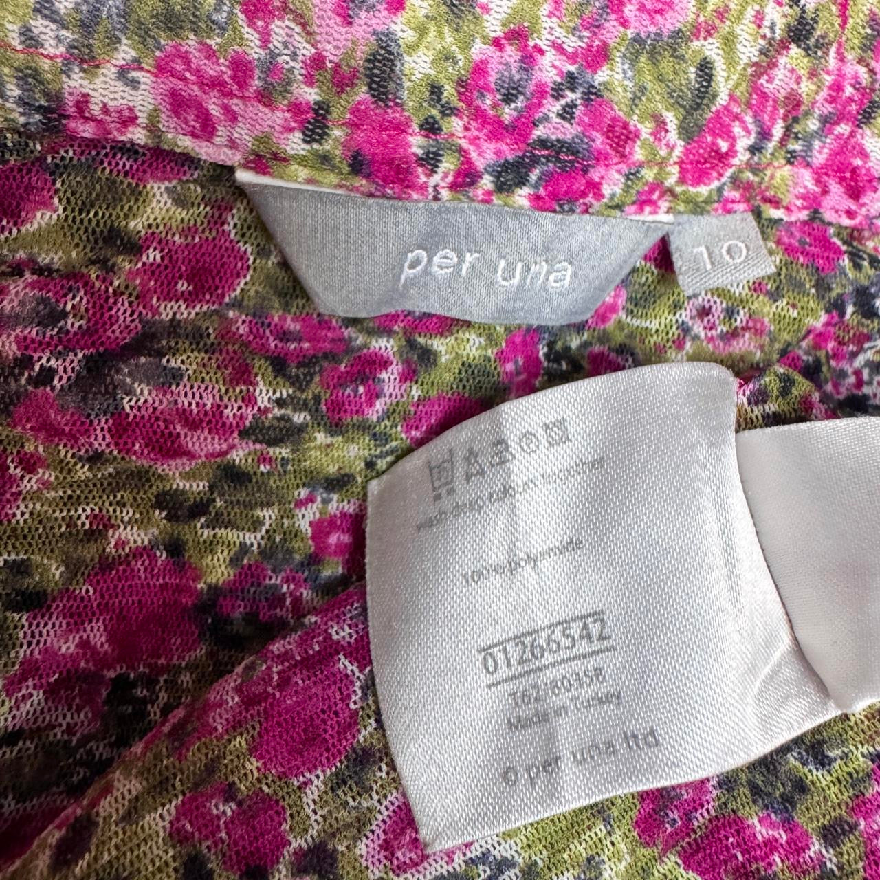 Euro Vintage Ruched Mesh Floral Blouse (S/M)