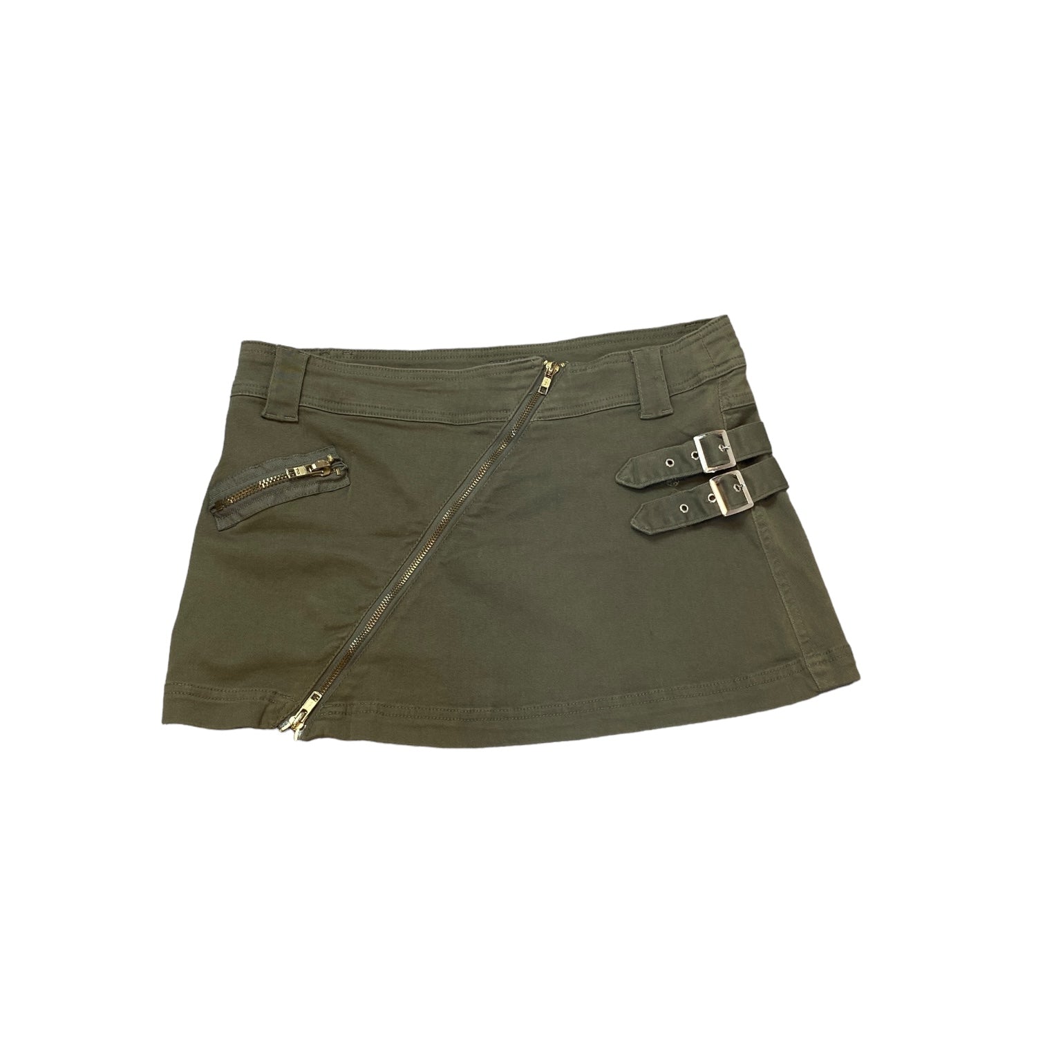 Y2K Khaki Zipper Mini Skirt (s)