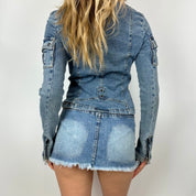 Vintage 00s Guess Moto Style Denim Jacket (s/m)