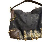 Vintage Just Cavalli Black Studded Gothic Brasswear Shoulder Bag