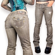 Y2K Distressed Low Rise Flare Jeans (M)
