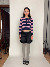 Pleated Silk Mini Skirt (S)