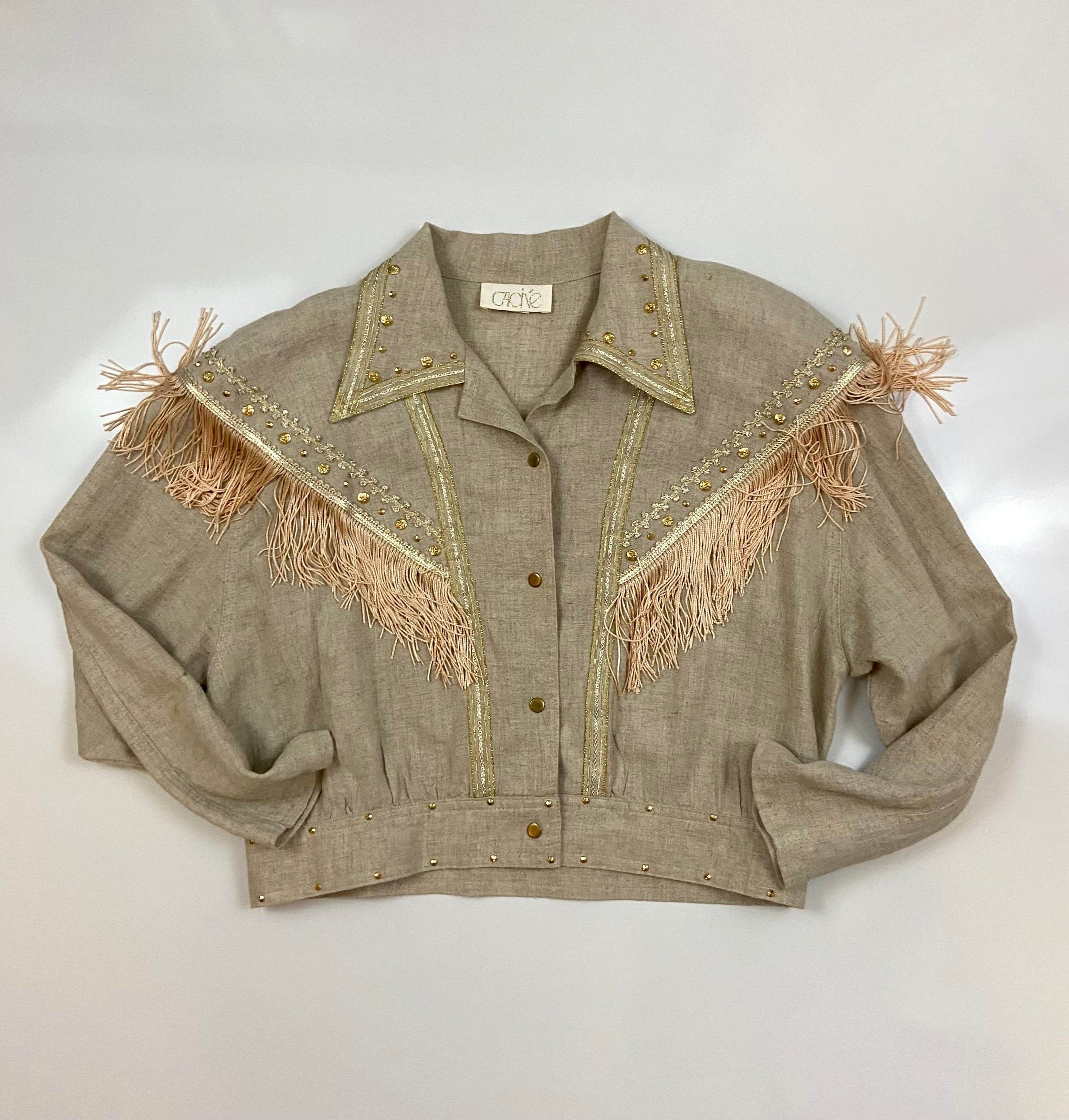 Cache Linen Fringe Tassel Studded
Western Jacket