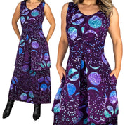 Whimsical Moon & Star Print Maxi Dress (L)