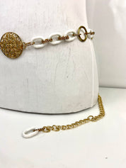 Vintage gold & white waist chain belt