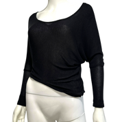 Vintage Black Sheer Batwing Crop Top (XS/S)
