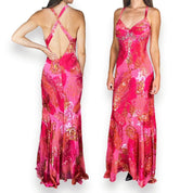 Y2K Baroque Floral Silk Gown (M)