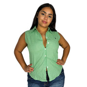 90s Ralph Lauren Green Apple Gingham Top (XL)