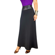 90s Caché Leather Detail Maxi Skirt (S)