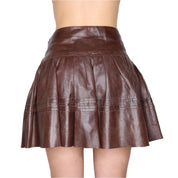 Y2K Brown Leather Mini Skirt (S)