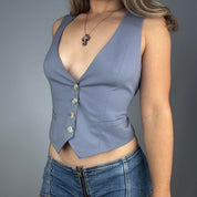 Vintage Bebe Grey Silk-Lined Vest (M)