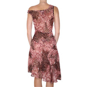 Y2K Pink Leopard Print Beaded Chiffon Dress (S)