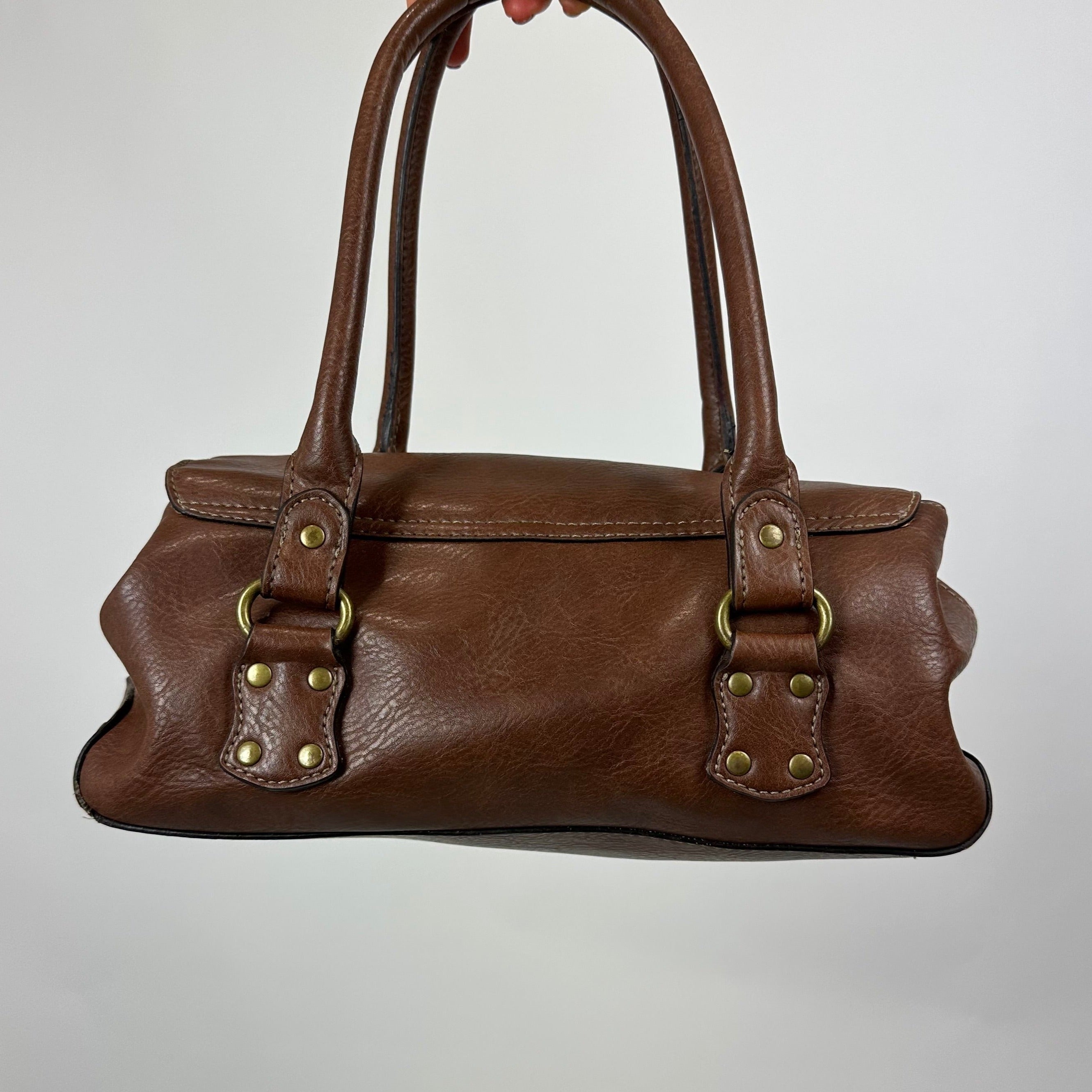 Vintage Latte Faux Leather Bag