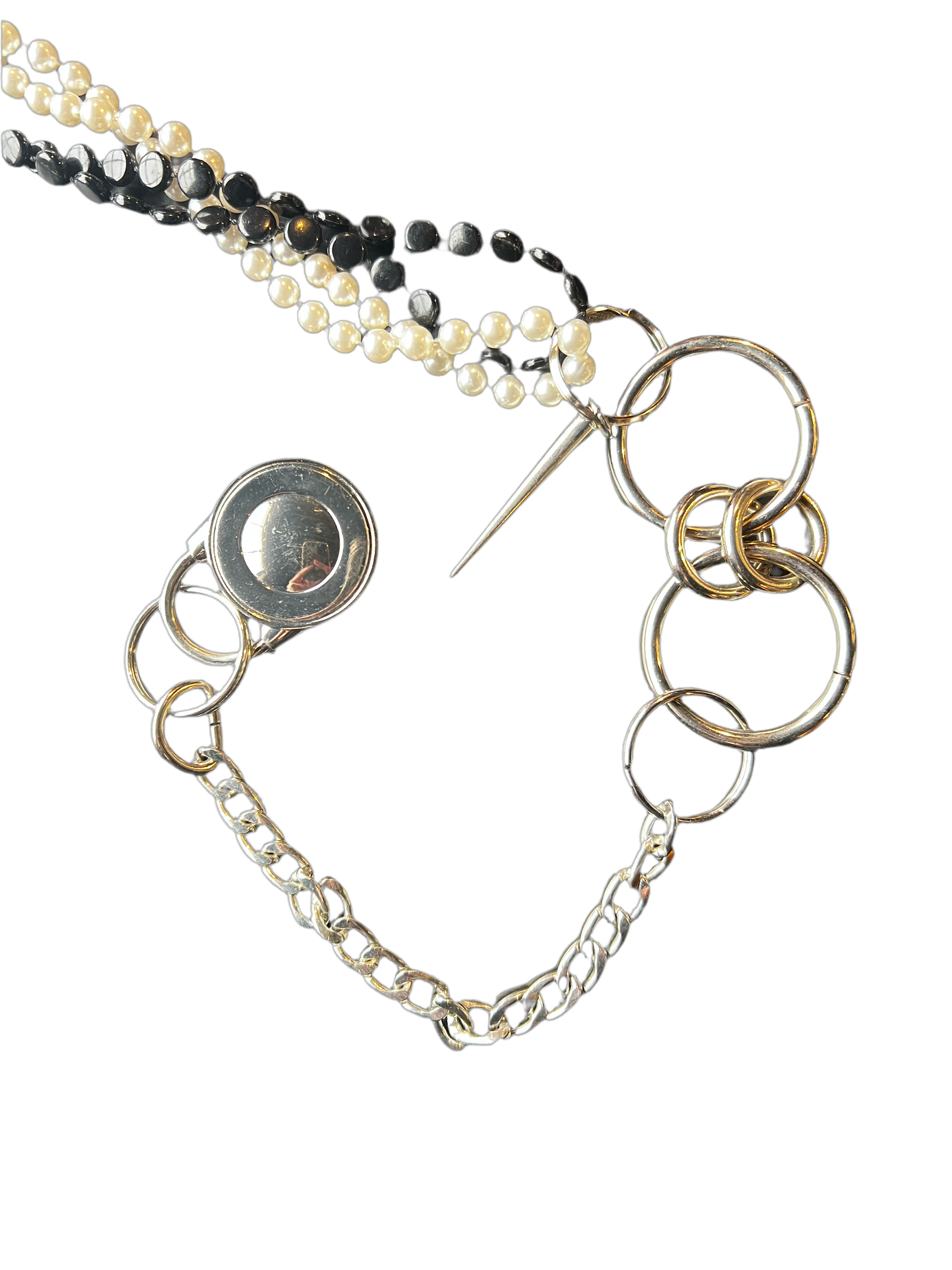 Black White Pearl Chain Belt