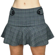 Y2K Grey Plaid Mini Skirt (S)