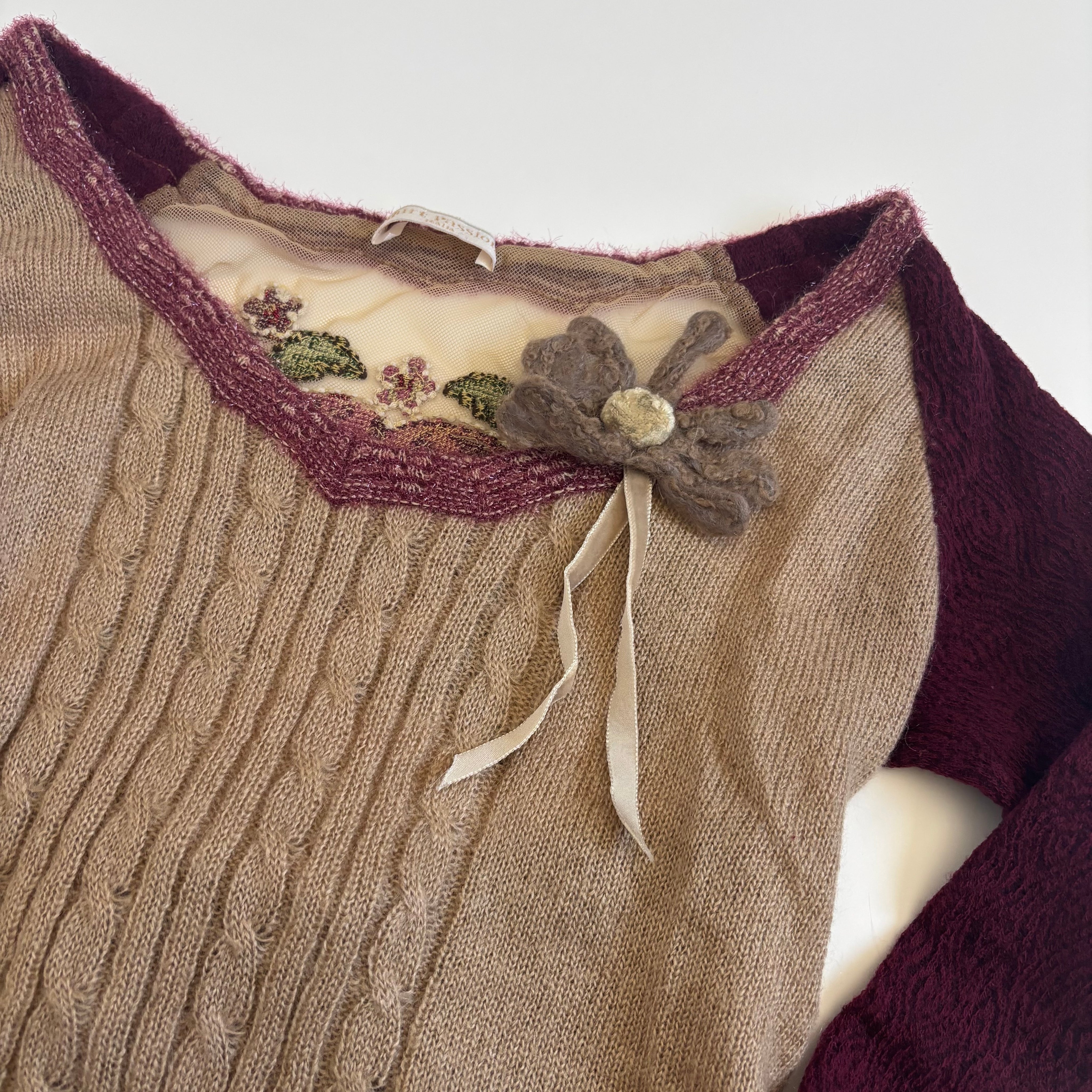 Italian Mesh Back Heart Print Sweater (S)