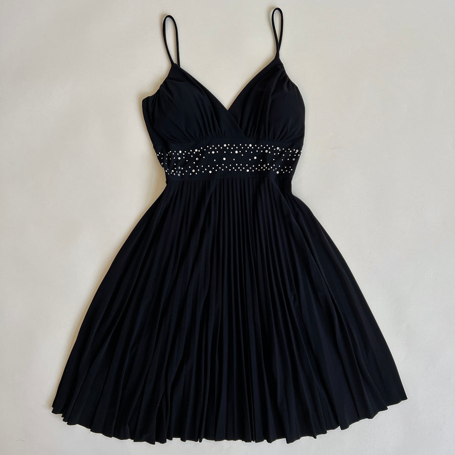 Vintage black studded mini dress (S)