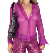 Vintage Gauzy Pink Silk Button Down (M)