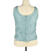 90s Baby Blue Beaded Wool Bustier (XL)