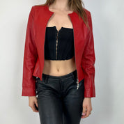 Vintage Red Fitted Leather Jacket (XS)