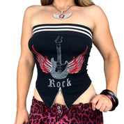 Y2K “Rock” Zipper Detail Tube Top (S)
