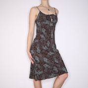 Y2K Paisley Milkmaid Midi Dress (M)