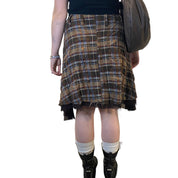 Vintage Plaid Tartan Distressed Midi Skirt (M/L)