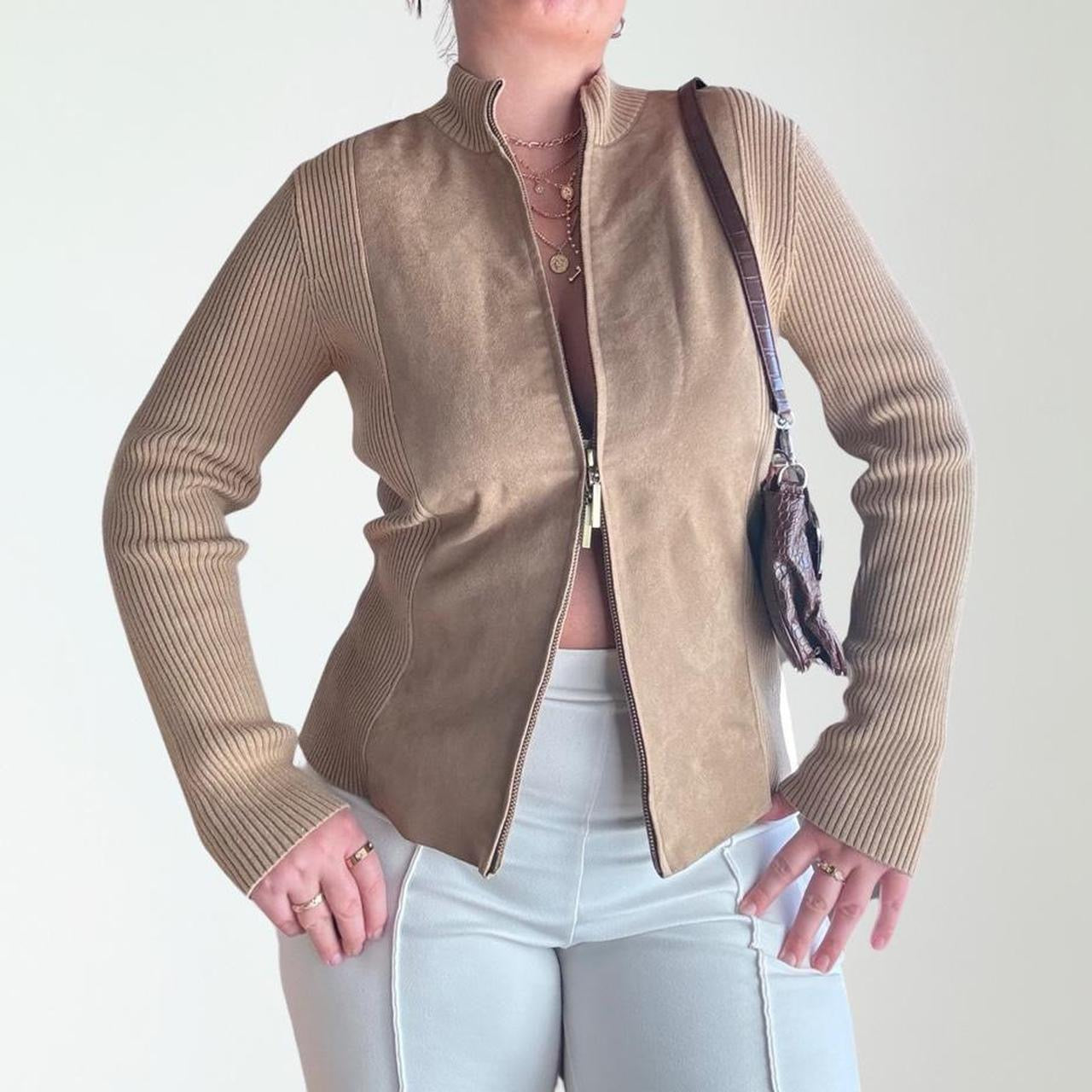 Vintage Double Zip-Up Camel Jacket (M)
