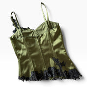 Whimsy Fairycore Embellished Satin Lace Top (S)