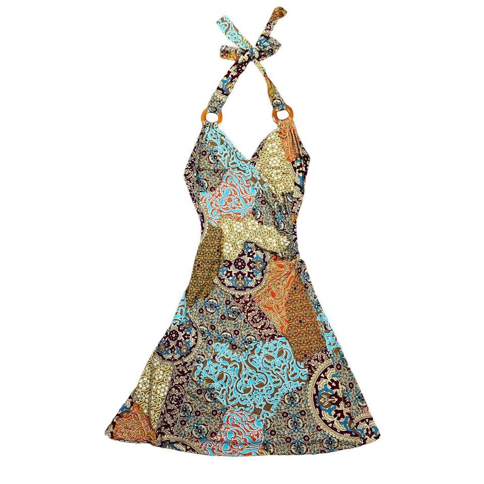Y2K Paisley Halter Dress (S-M)
