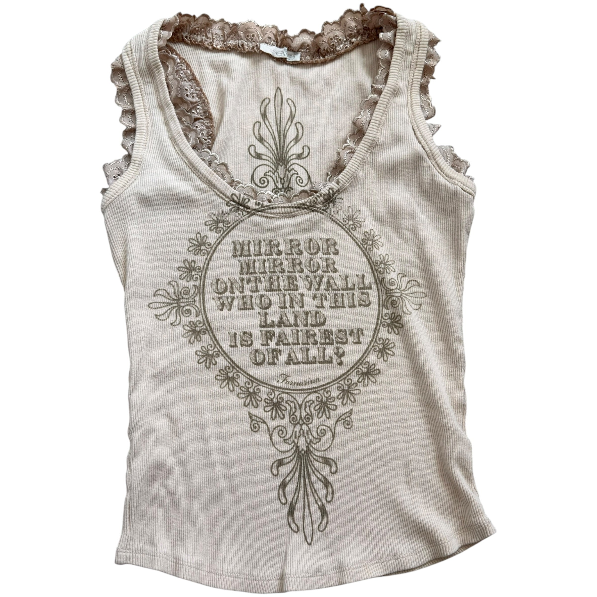Fornarnia graphic print lace trim tank (S)