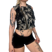 Bleached Cropped Moto Vest Top (M/L)