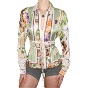 90s Silk Floral Blouse (M)