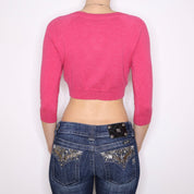 Y2K Pink Cropped Cardigan (S)