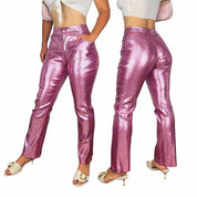 90s Metallic Pink Disco Pants (S)